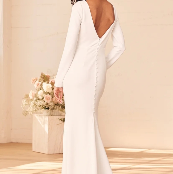 Lulu's Feeling of Forever White Long Sleeve Mermaid Maxi Dress - Picture 6 of 7